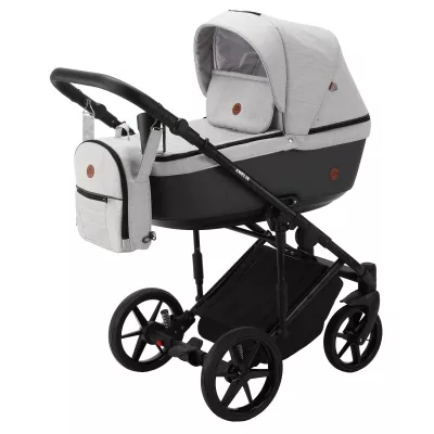 Коляска Adamex Amelia Tip 2 в 1, AM266, св. сер. тк. + т. сер. кожа